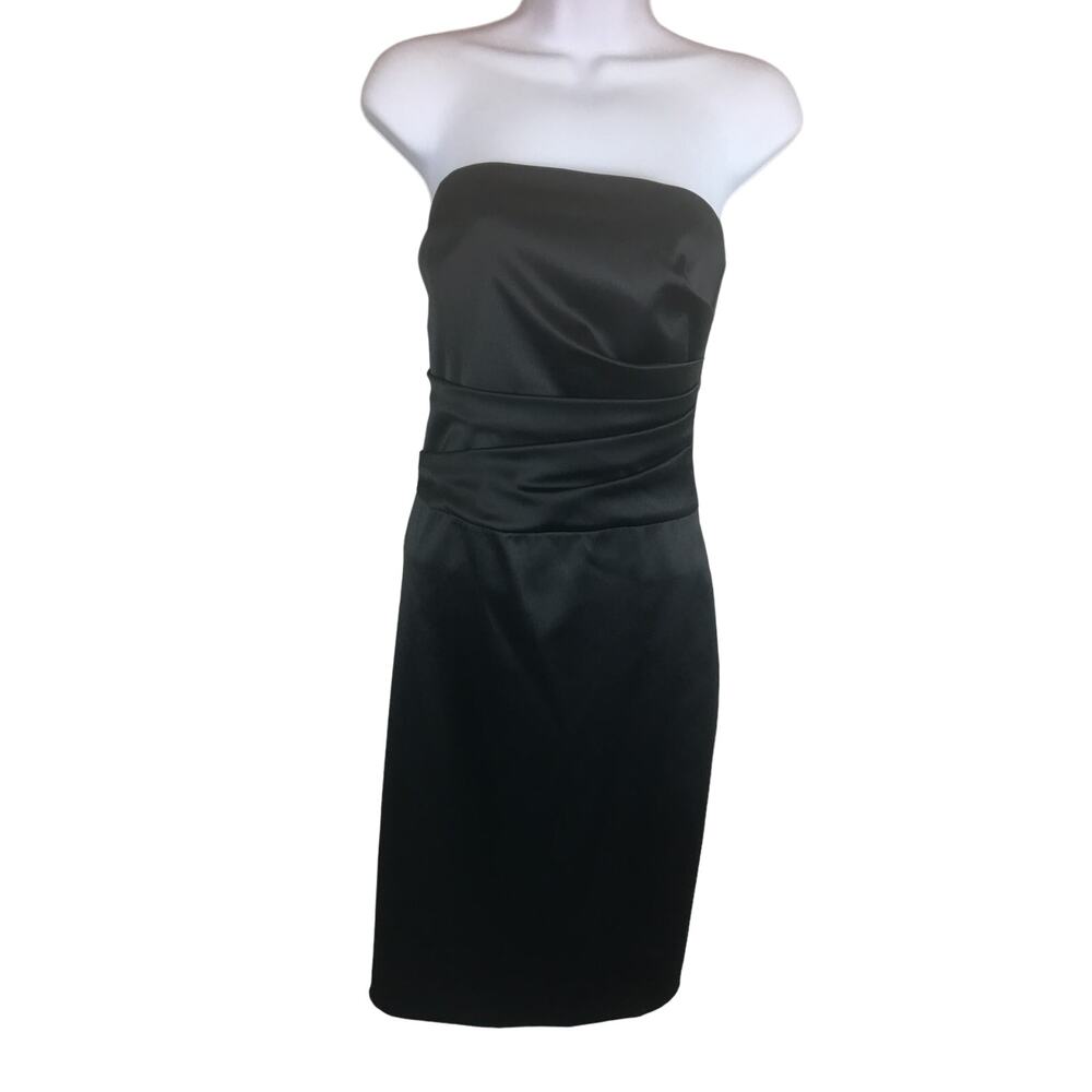 White House / Black Market, Black Ruched Strapless Dress Women's Size 4